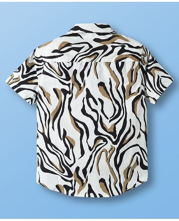 Pine Kids Viscose Woven Half Sleeves Printed Shirt - White