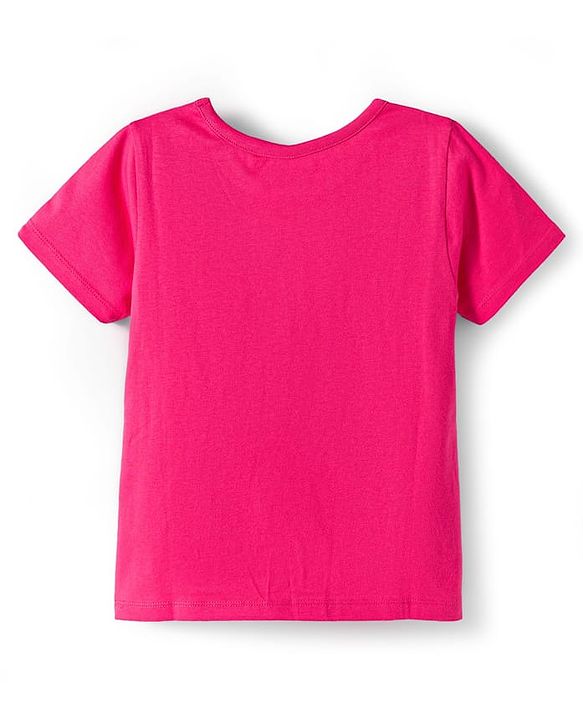 Pine Kids Single Jersey Knit Half Sleeves Night Suit With Whale Print - Blue & Dark Pink