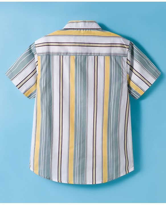 Pine Kids Viscose Woven Half Sleeves Shirt With Stripes - Multicolour