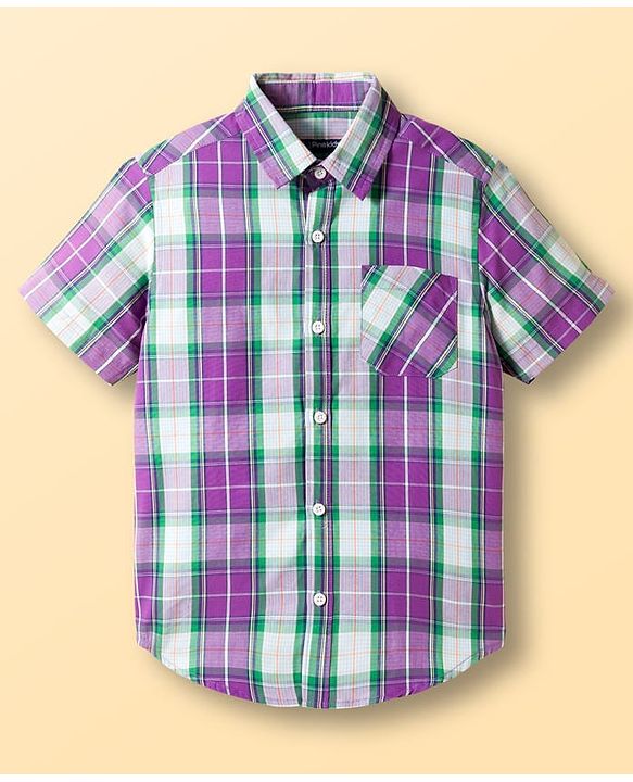 Pine Kids Cotton Woven Half Sleeves Shirt With Printed T-Shirt - Multicolour