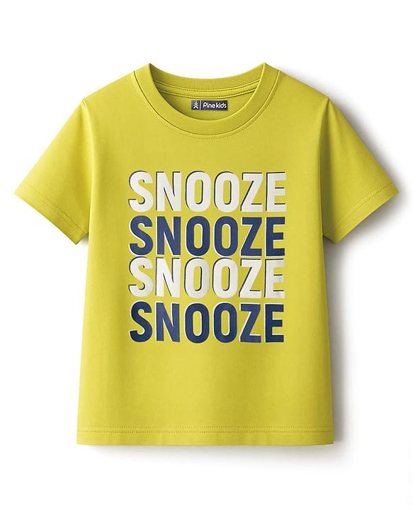 Pine Kids Single Jersey Knit Half Sleeves Night Suit With Text Print - Green & Blue