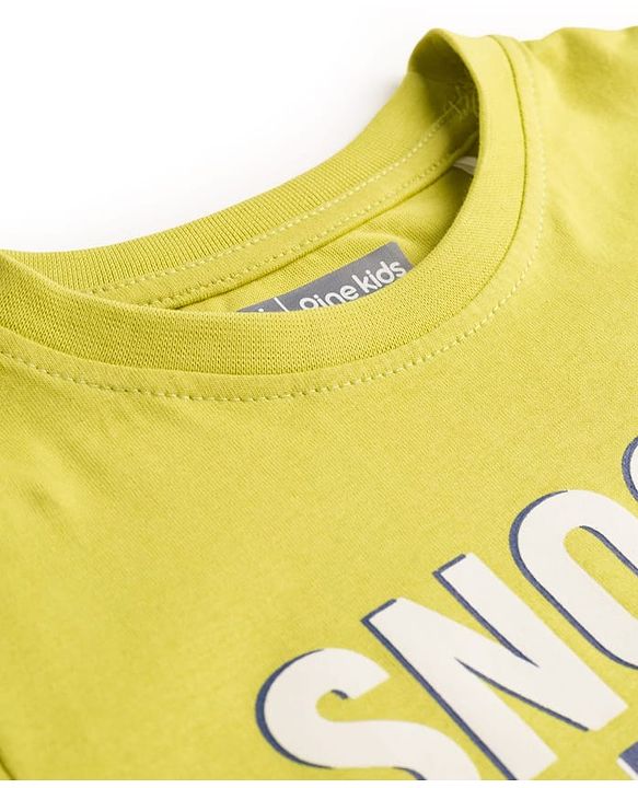 Pine Kids Single Jersey Knit Half Sleeves Night Suit With Text Print - Green & Blue