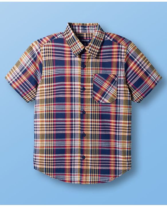 Pine Kids Cotton Woven Half Sleeves Shirt With Printed T-Shirt - Multicolour