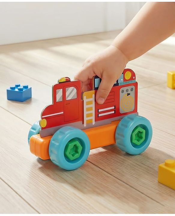 Babyhug 3 in 1 Build a Vehicle Learning Toys for kids- Build, Play & Create| Ambulance, Fire Engine & Clean Up Truck| Indoor Game| STEM Educational Toy| Gifting Idea for age 3+|BIS Certified| DIY Toy