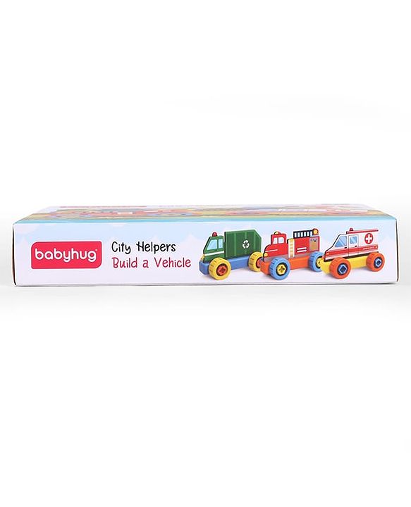 Babyhug 3 in 1 Build a Vehicle Learning Toys for kids- Build, Play & Create| Ambulance, Fire Engine & Clean Up Truck| Indoor Game| STEM Educational Toy| Gifting Idea for age 3+|BIS Certified| DIY Toy
