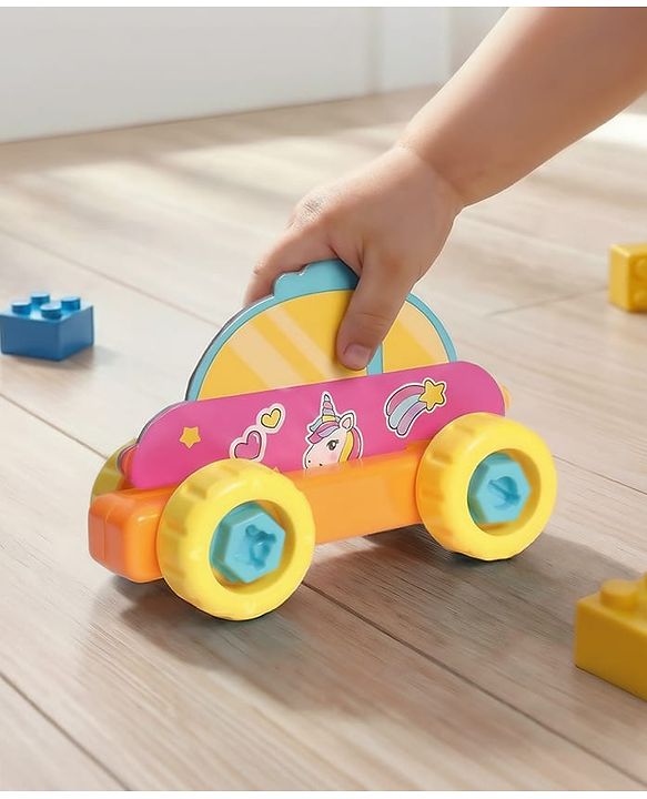 Babyhug 3 in 1 Build a Vehicle Learning Toys for kids- Build, Play & Create| Magic Bus, Unicorn Van & Fantasy Car| Indoor Game| STEM Educational Toy| Gifting Idea for age 3+| BIS Certified| DIY Toy