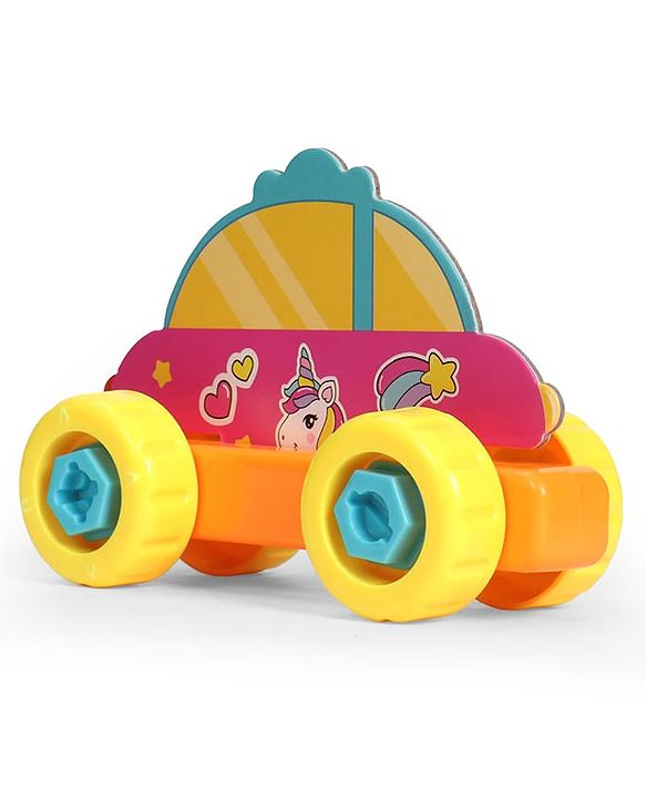 Babyhug 3 in 1 Build a Vehicle Learning Toys for kids- Build, Play & Create| Magic Bus, Unicorn Van & Fantasy Car| Indoor Game| STEM Educational Toy| Gifting Idea for age 3+| BIS Certified| DIY Toy