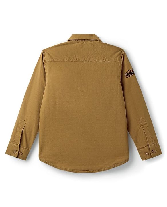 Pine Kids Cotton Woven Full Sleeves Shirt With Text Print - Yellow