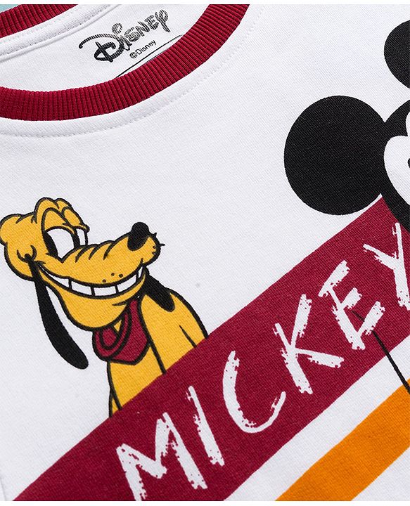 Pine Kids Disney Single Jersey Kit Full Sleeves T-Shirt with Mickey & Friends Front & Back Graphic - White