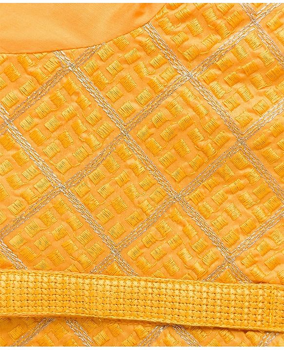 Babyhug Woven Full Sleeves Kurta Pajama Set With Textured Design - Mustard