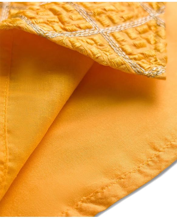 Babyhug Woven Full Sleeves Kurta Pajama Set With Textured Design - Mustard