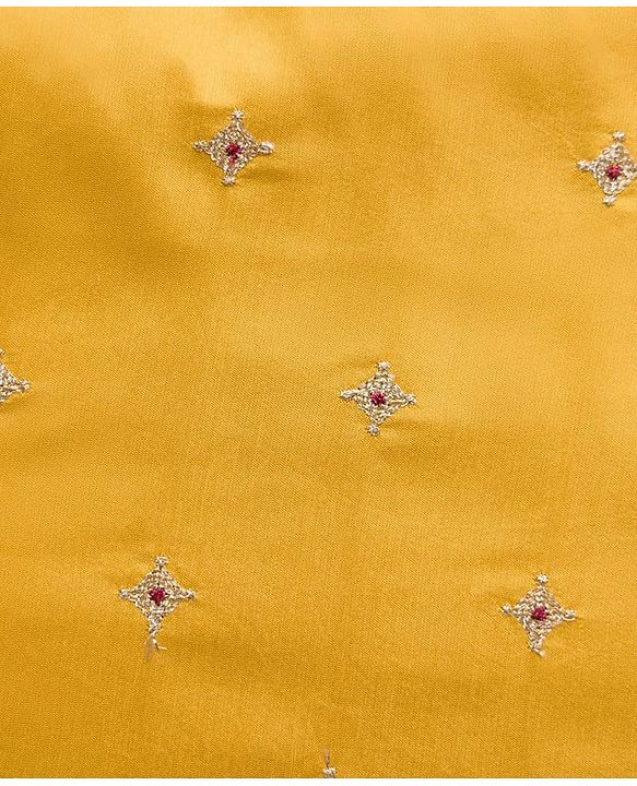 Babyhug Woven Full Sleeves Kurta Pajama Set With Floral Embriodery - Mustard