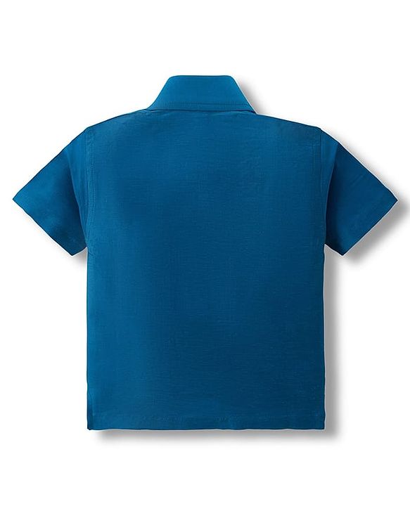 Babyhug Woven Half Sleeves Kurta Mundu Set - Blue
