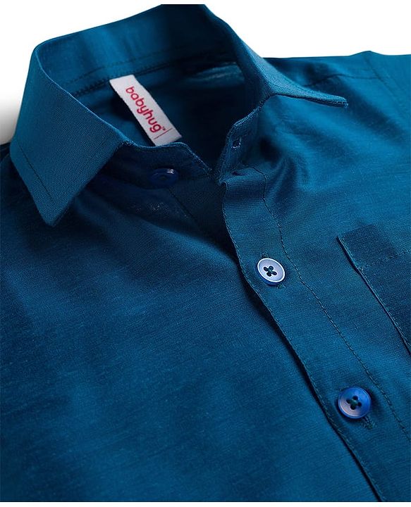 Babyhug Woven Half Sleeves Kurta Mundu Set - Blue