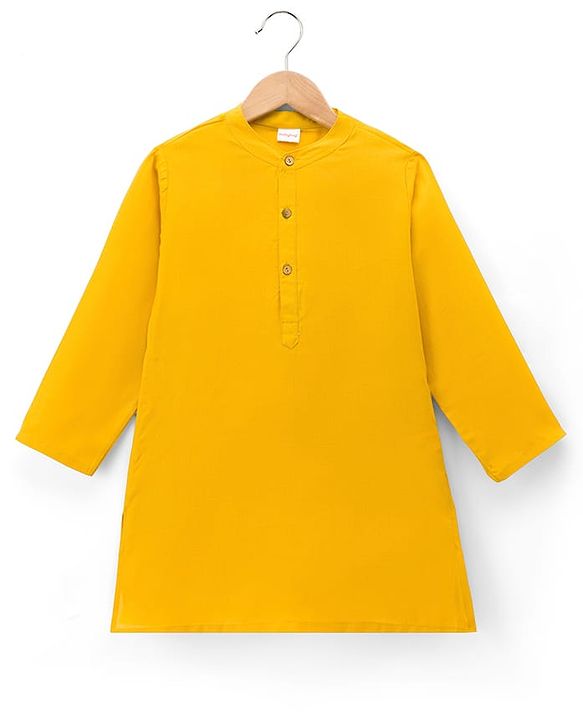 Babyhug Woven Full Sleeves Kurta Pyjama Set With Printed Nehru Jacket - Orange