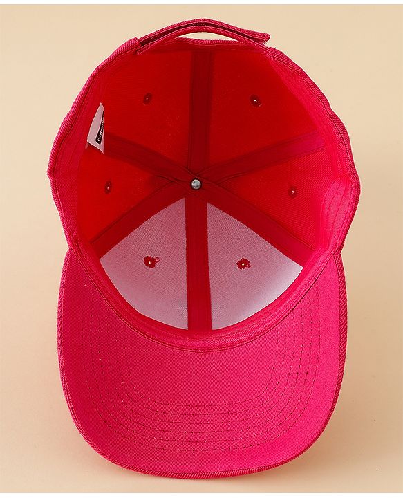 Babyhug Baseball Caps with Dino Applique Dark Pink - Diameter 17 cm