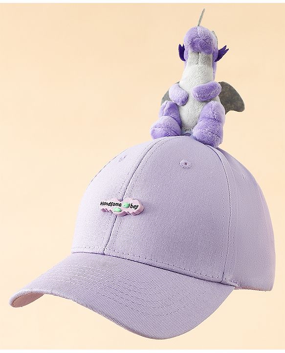 Babyhug Baseball Cap With Dino Applique Lilac - Diameter 17.5 cm