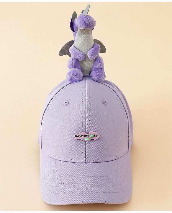 Babyhug Baseball Cap With Dino Applique Lilac - Diameter 17.5 cm