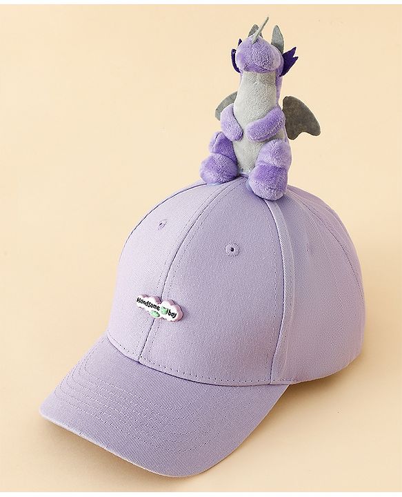 Babyhug Baseball Cap With Dino Applique Lilac - Diameter 17.5 cm