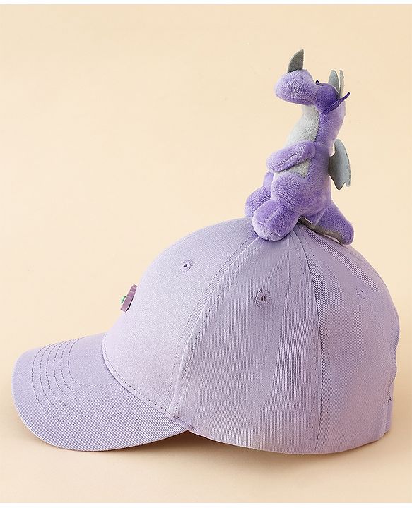 Babyhug Baseball Cap With Dino Applique Lilac - Diameter 17.5 cm