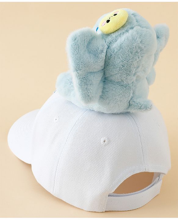 Babyhug Baseball Cap With Elephant Applique Off White - Diameter 18 cm