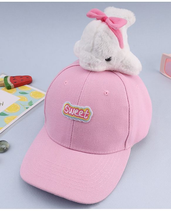 Babyhug Baseball Cap With Dolphin Applique Pink - Diameter 17 cm