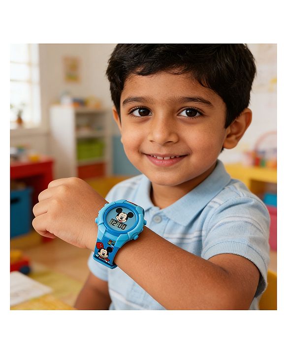 Babyhug Free Size Digital Watch with Mickey Mouse Print - Blue