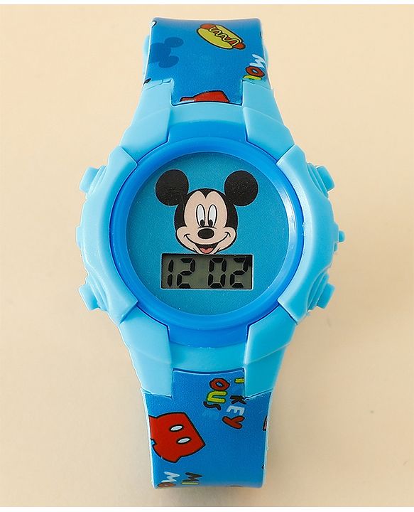 Babyhug Free Size Digital Watch with Mickey Mouse Print - Blue