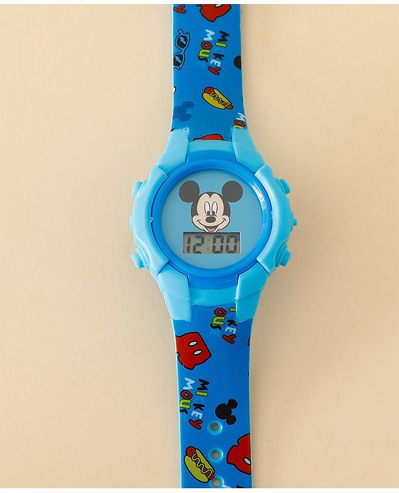 Babyhug Free Size Digital Watch with Mickey Mouse Print - Blue