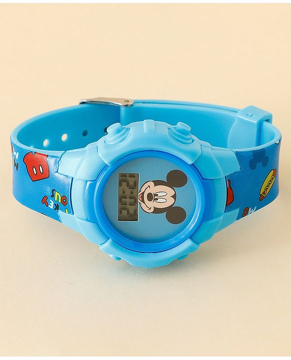Babyhug Free Size Digital Watch with Mickey Mouse Print - Blue