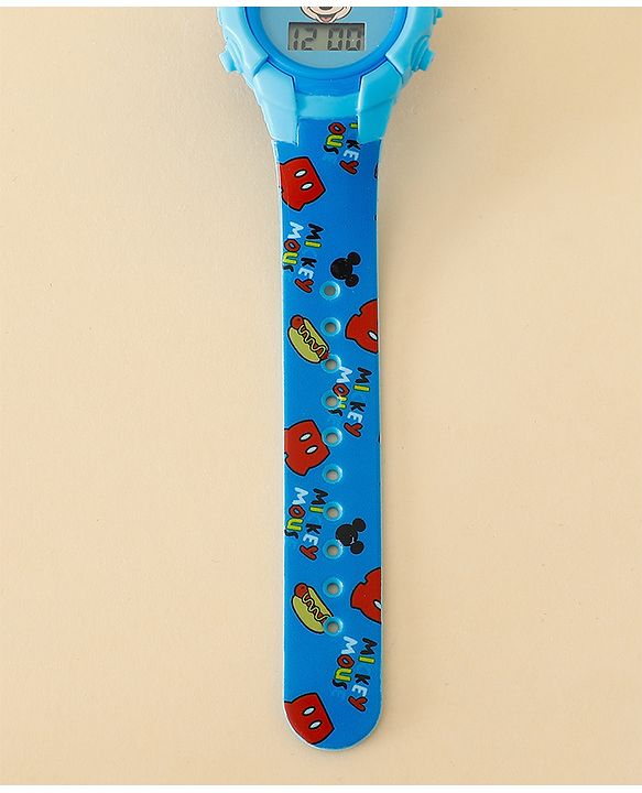Babyhug Free Size Digital Watch with Mickey Mouse Print - Blue