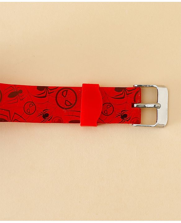 Babyhug Free Size Digital Watch with Spiderman Print - Red