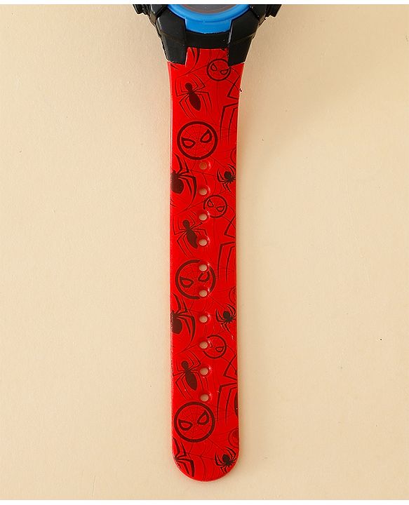 Babyhug Free Size Digital Watch with Spiderman Print - Red