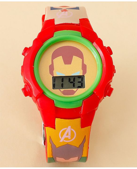 Babyhug Free Size Digital Watch with Avengers Print - Mutlicolour