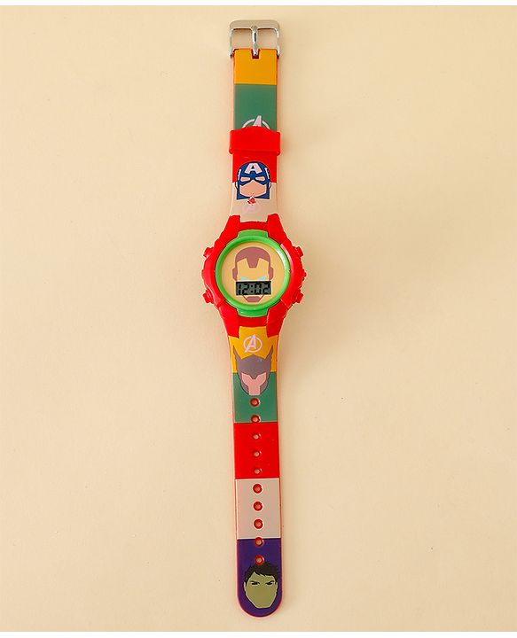 Babyhug Free Size Digital Watch with Avengers Print - Mutlicolour