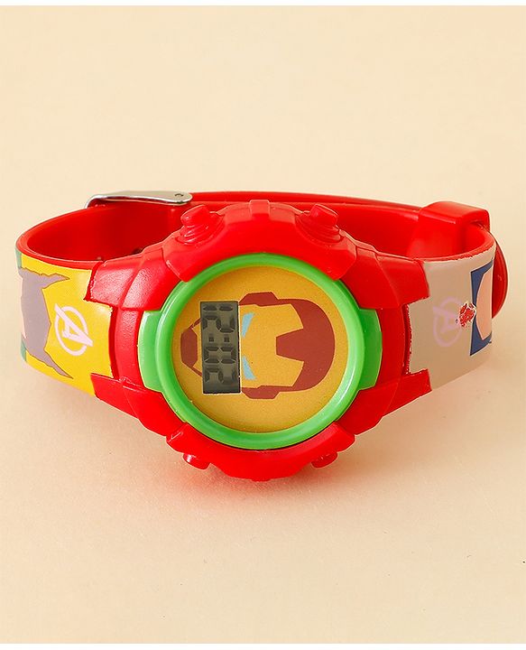Babyhug Free Size Digital Watch with Avengers Print - Mutlicolour