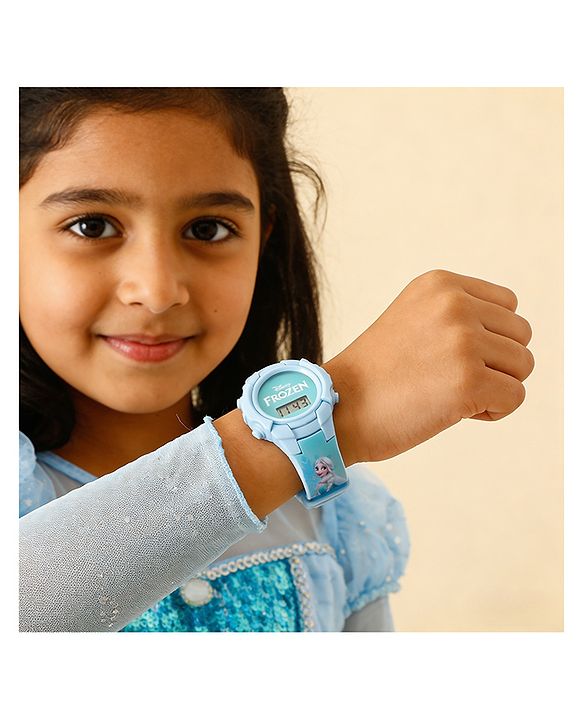 Babyhug Free Size Digital Watch with Frozen Print - Blue & White