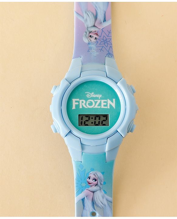 Babyhug Free Size Digital Watch with Frozen Print - Blue & White