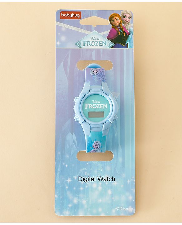 Babyhug Free Size Digital Watch with Frozen Print - Blue & White
