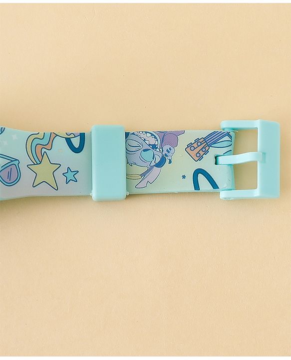 Babyhug Free Size Digital Watch with Stitch Print - Light Blue & White