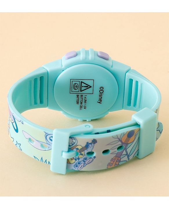 Babyhug Free Size Digital Watch with Stitch Print - Light Blue & White