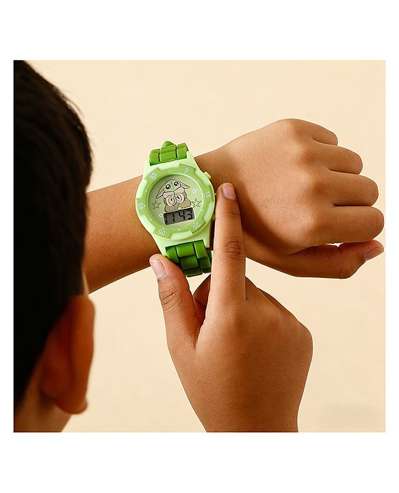 Babyhug Free Size Digital Watch with Yoda Print - Green