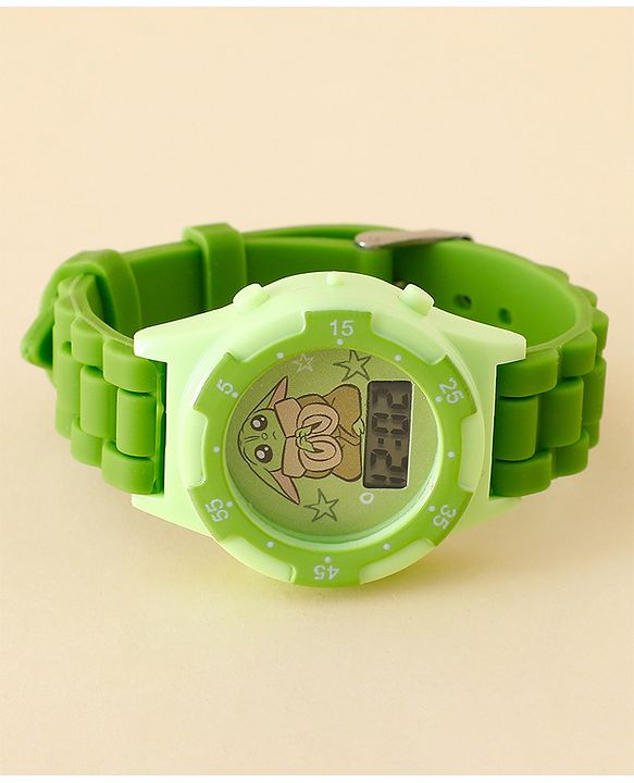 Babyhug Free Size Digital Watch with Yoda Print - Green