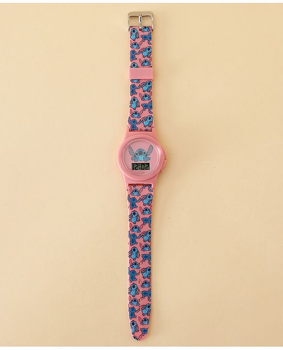 Babyhug Free Size Digital Watch with Stitch Print - Pink