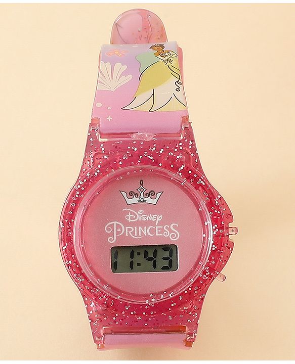 Babyhug Free Size Digital Watch with Princess Print - Light Pink