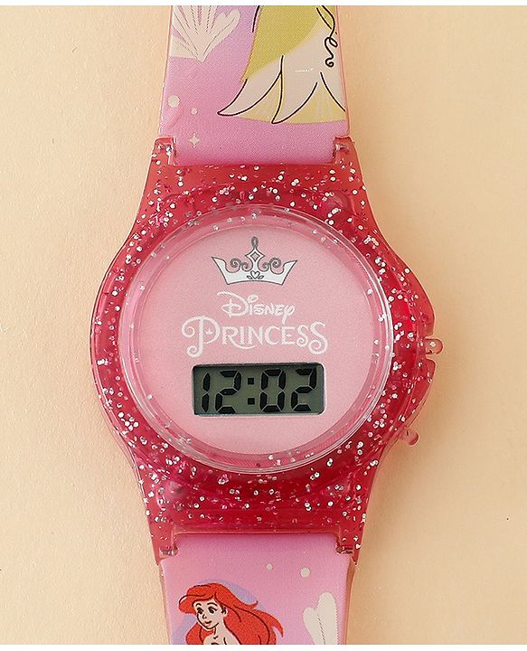 Babyhug Free Size Digital Watch with Princess Print - Light Pink