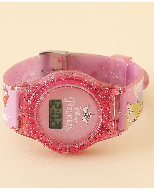 Babyhug Free Size Digital Watch with Princess Print - Light Pink