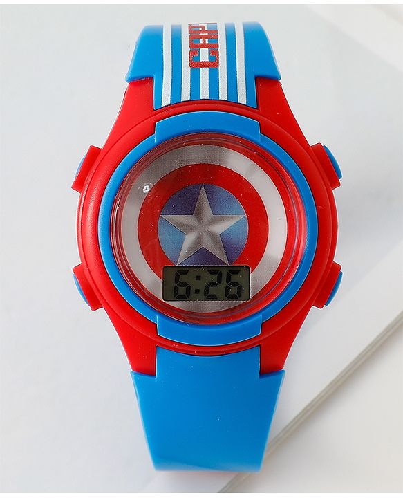Pine Kids Mravel Print Free Size Digital Watch 23.5 cm - Red & Blue