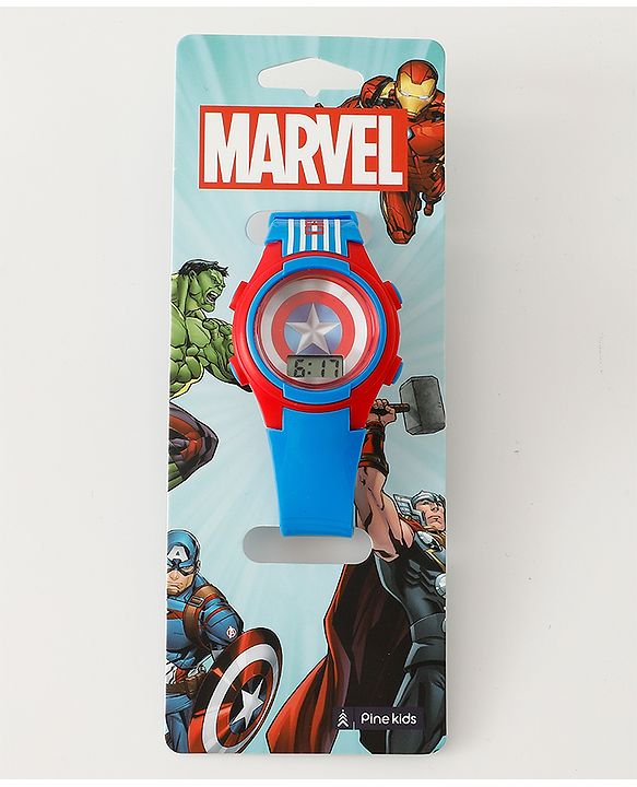 Pine Kids Mravel Print Free Size Digital Watch 23.5 cm - Red & Blue