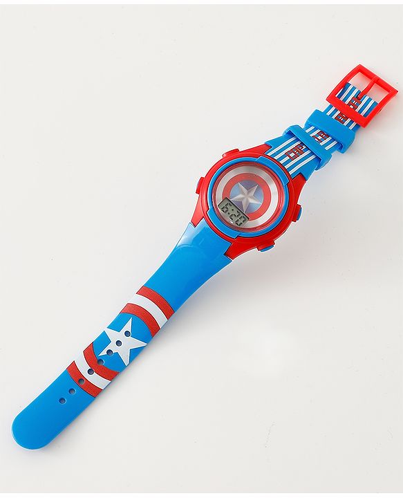 Pine Kids Mravel Print Free Size Digital Watch 23.5 cm - Red & Blue